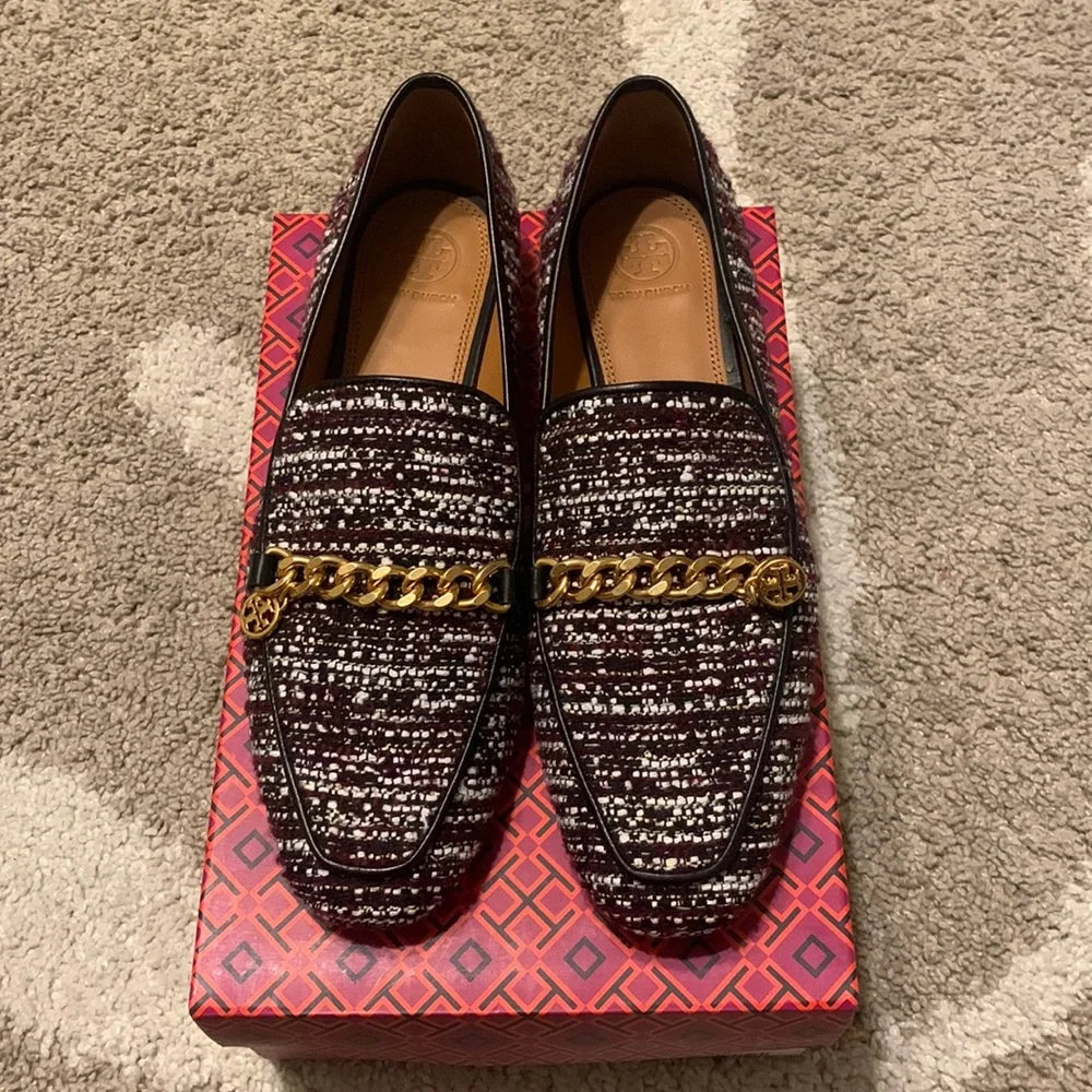 Tory Burch, Mini Benton Charm Loafer Tweed, New Claret Multi, US 9.5
